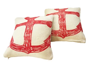 THOMAS PAUL Pillow Covers Nautical Cotton 18" x 18" SET of 2 - Picture 1 of 11