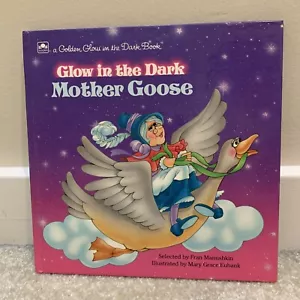 Glow In the Dark Mother Goose Hardcover Story Nursery Golden Book 1990 Vintage - Foto 1 di 17
