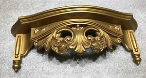 Vintage MCM Dart 3056 schwebendes Wandregal gold verzierte Rosen Hollywood Regency Deko - Bild 1 von 14