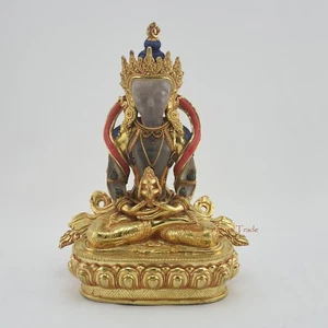 Estatua de Buda Aparmita nepalí dorado tallada a mano 8,75" de Patan, Nepal - Imagen 1 de 4