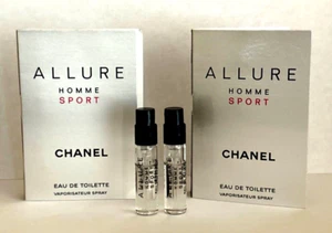 2x CHANEL ALLURE HOMME SPORT COLOGNE EDT 1.5ml .05 fl oz each SPRAY SAMPLE NEW - Picture 1 of 4