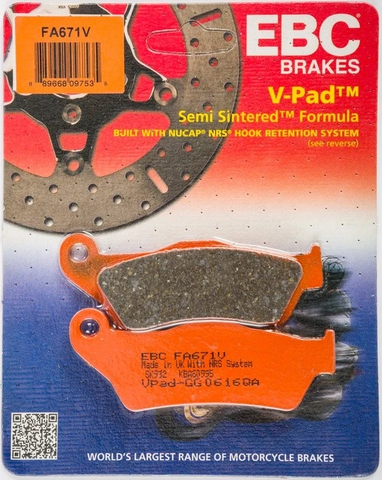 EBC V Semi Sintered Brake V-Pads Rear Left #FA671V BMW K 1300/K 1200 - Image 1 of 1