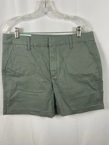 Gloria Vanderbilt Women’s Chino Shorts Sz 14 Mid Rise 5” Inseam Green Zip Hook - Picture 1 of 15