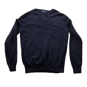 Polo Ralph Lauren Mens Sweater Small V-Neck Pullover Pima Cotton Casual Navy - Picture 1 of 11
