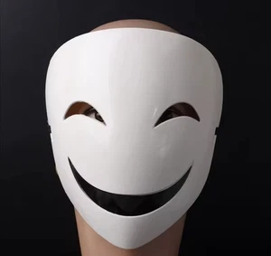 Máscara blanca unisex de anime japonés Happy Smile máscara blanca y negra con disfraces - Imagen 1 de 6