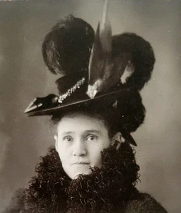 1800s Goldsmith Studios Victorian Era Woman Large Feather Hat CDV Card Photo - Picture 1 of 5