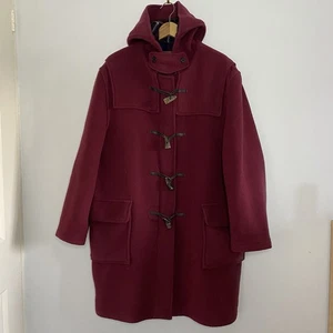 Vintage Original Montgomery Duffle Coat Unisex Size 44 UK 14-16 Red Toggles Zip - Picture 1 of 22