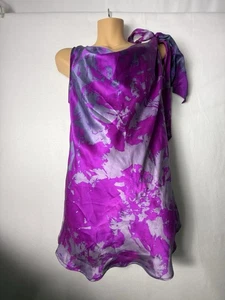 Cabi Silk Blouse Purple To Be Tied Sleeveless Shoulder Tie Cowl Top Size Med - Picture 1 of 9