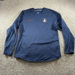 Fighting Illini Nike Sweatshirt Mens Large Thermal Crewneck Padded Active Sport - Picture 1 of 11