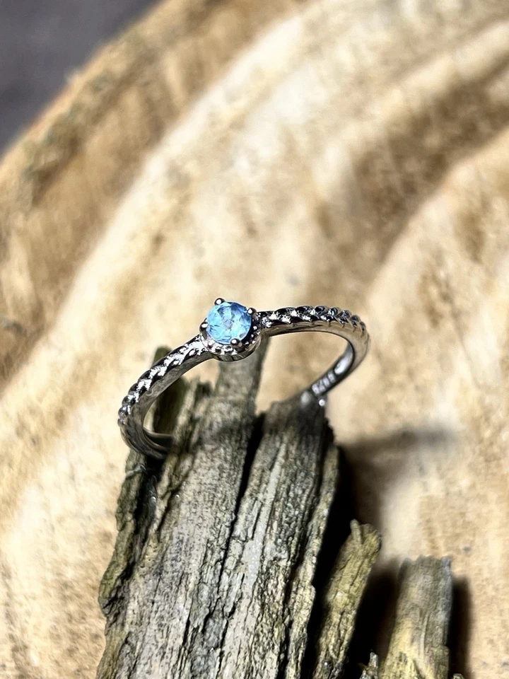 Anello argento 925 con Topazio azzurro - 925 silver ring with blue topaz - Immagine 1 di 3