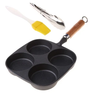 4 Holes Omelet Pan Burger Eggs Ham PanCake Maker Frying Pans Non-stick Breakfast - Picture 1 of 8