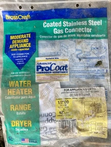 BrassCraft Coated Stainless Steel Gas Connector 1/2" Mip x 1/2" Fip - Picture 1 of 2