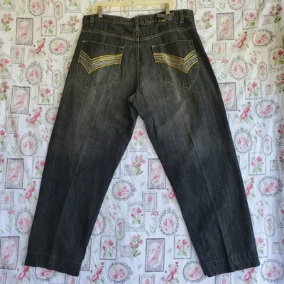 Evolution in Design Jeans Mens 40x34 Baggy Wide Street Skater Embroider Y2k 90s  - Image 1 of 4