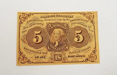 1862 5c Civil War Fractional Union Currency FR# 1230  First Issue With Monogram - Image 1 of 2