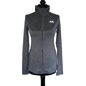 Ellesse Grey Funnel Neck Zip Mesh Panel Long Sleeve Top UK 12 *bnwt* active gym - Picture 1 of 24