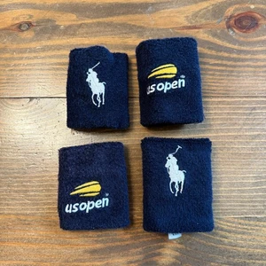 US Open Polo Ralph Lauren Tennis Sweatband Wrist Bands Blue Pony TWO PAIR - Picture 1 of 2