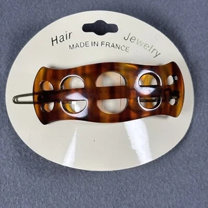 Fermaglio per capelli vintage tartaruga look barrette arco francese 2,5" NOS made in France - Foto 1 di 7