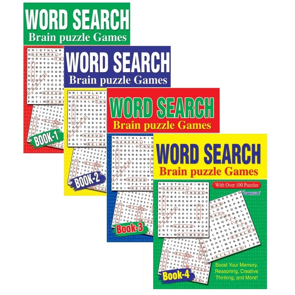 Martello P2113 Squiggle A4 Wordsearch Jumbo Puzzle Books Set of 2 - 258 Puzzles