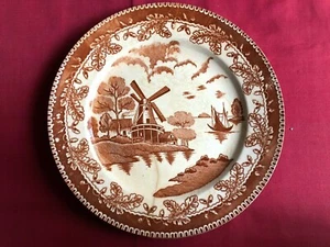 japan windmill brown white vintage ironstone 10" plate - Picture 1 of 9