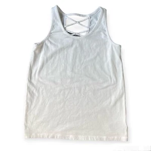 Girls XL 14-16 Old Navy White Fitted Sleeveless Criss Cross Strap Back Tank Top - Picture 1 of 3
