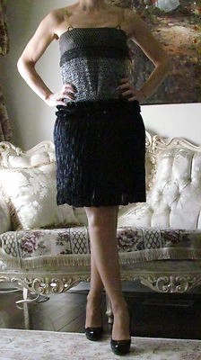 NUEVO BALENCIAGA Paris Pasarela Negro/Gris/Plateado Vestido Metálico IT 36,US 0-4/XXS-XS Foto 1 de 4