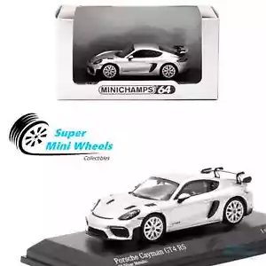 Minichamps x Tarmac Works 1:64 Porsche Cayman GT4 RS GT Silver Metallic - Picture 1 of 4