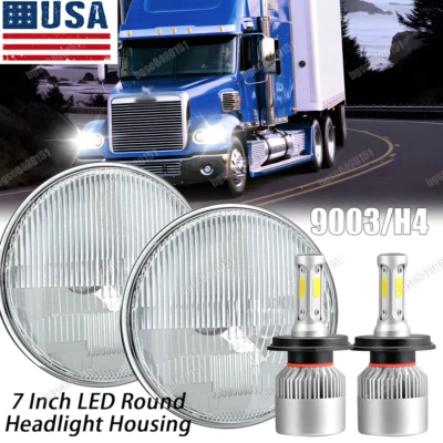7'' Inch Round LED Headlight Bulbs High Low Beam For Freightliner Coronado - Image 1 of 4