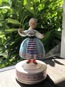 Vintage Schwedisches Mädchen Spieluhr Porzellan Figur - Bild 1 von 3