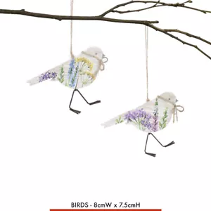 2 FLOWER MEADOW BIRD HANGING Gisela Graham Home Garden Floral Hanger Spring Tag - Picture 1 of 2