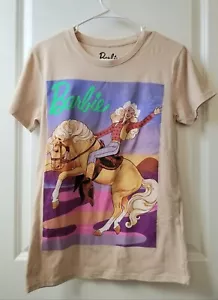 Mattel Barbie Womens Beige Retro Rodeo Cowgirl Graphic T-Shirt Size S - Picture 1 of 6