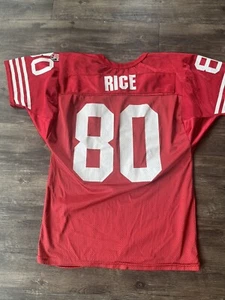 Vintage San Francisco 49ers Jersey Mens Large Red Jerry Rice Wilson USA Made NFL - Picture 1 of 8