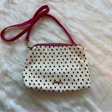 Betsey Johnson Black & White Polka Dot Crossbody Bag with Hot pink Strap