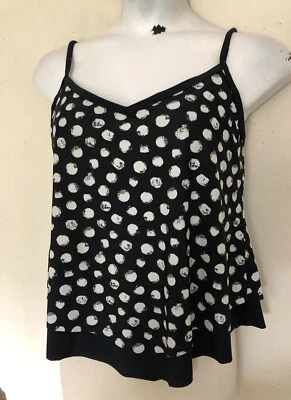 Maxine of Hollywood Tankini Swimsuit Top Sz 10 (L) Black White Polka Dot Layered - Image 1 of 4