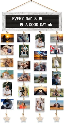 Wall Decor Collage Photo Frame, Rustic DIY Felt Letter Board 340 Letter 30 Clip - Image 1 of 4