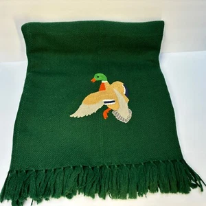 THE THREE WEAVERS Embroidered Duck Handwoven 100% Virgin Wool Blanket - Picture 1 of 3