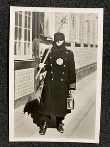 Man In Uniform Police? With Spiked Stick German Antique Snapshot Photo - Picture 1 of 2