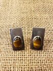 Ecuador Sterling Silver Earrings Modernist With Tigers Eye They Measure 1.04" 