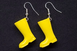 Rubber Boot Yellow Earrings Miniblings Hanging Boots Rain Garden Earrings - Picture 1 of 6