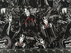 Tina SCRAP 9"x14" Villains Memes Magical Bad Guy Cruella Disney Cotton Fabric - Picture 1 of 1