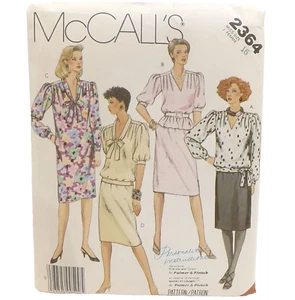 1980s McCall's 2364 Ladies Tie Collar Dress Top 1980s Sewing Pattern size 16 - Picture 1 of 4