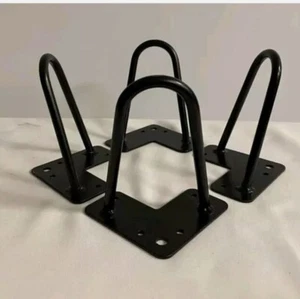 HAIRPIN FURNITURE LEG SET OF 4 HEAVY DUTY METAL TABLE CHAIR 3 PRONG BASE 6 x7.5" - Picture 1 of 9