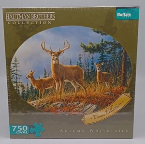 Hautman Brothers Collection Autumn Whitetails Deer 750 pc Oval Shaped Puzzle - Picture 1 of 4
