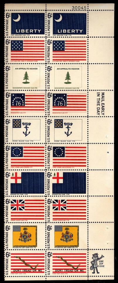 GTSTAMPS US Sc #1345-54 MNH 1968 Flags - Plate Blk of 20 Upper Right #30045 - Image 1 of 1