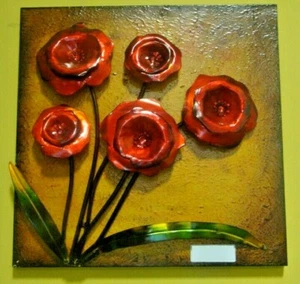 METAL WALL DECOR 16.5 X 16.5" METAL WALL ART FLOWER HOME DECOR ACCENT WALL PANEL - Picture 1 of 2