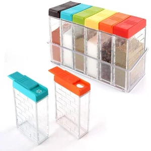 Spice Shaker Jars, Plastic Seasoning Shaker Box Condiment Set for Travel, Sea... - Picture 1 of 7