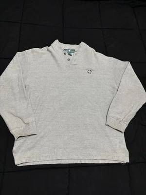 Vintage Big Dogs Sweatshirt Pullover Men S Oversized Grey Henley Knit Sweater - Image 1 of 4