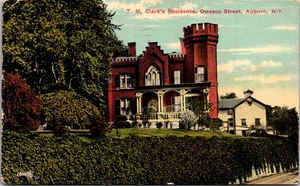 Postcard NY Cayuga County Auburn T.M. Clark's Residence Owasco Street 1913 V148 - Picture 1 of 2
