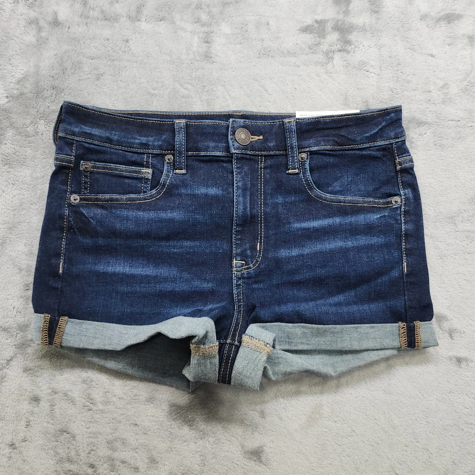 NUEVO Pantalones Cortos American Eagle Para Mujer 8/29W Azul Tiro Alto Pantalón Corto Next Level Elastizado Foto 1 de 4