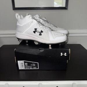 UNDER ARMOUR MLB Yard Mid MT Bulk Mens Size 12 White Baseball Cleats 3026943-100 - Picture 1 of 11