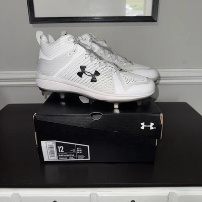 UNDER ARMOUR MLB Yard Mid MT Bulk Mens Size 12 White Baseball Cleats 3026943-100 - Image 1 of 4
